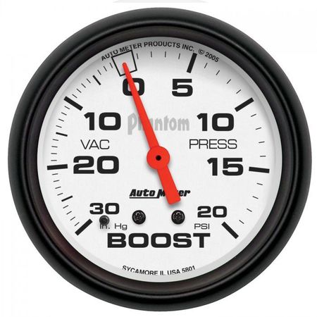 AUTO METER 2-5/8IN BOOST-VAC, 30 IN. HG/20 PSI, MECH, PHANTOM 5801